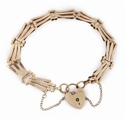 9CT GOLD BRACELET WITH HEART CLASP