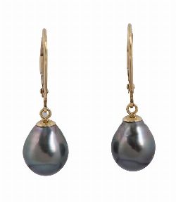18CT GOLD AND BLACK PEARL EARRINGS
