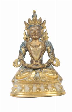 CHINESE GILT-BRONZE FIGURE OF A BUDDHA