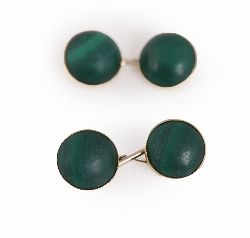 PAIR OF MALACHITE CUFFLINKS