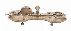 AN 18TH-CENTURY SILVER-PLATED BRASS CANDLE SNUFFER AND UNDER TRAY, FRANCE, 18TH CENTURY