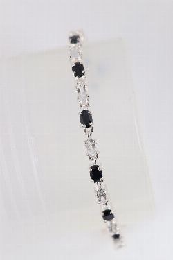 SILVER 925 MIXED SAPPHIRES TENNIS BRACELET