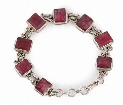 SILVER AND RUBY MODERNIST BRACELET