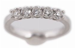 PLATINUM FIVE-STONE DIAMOND RING