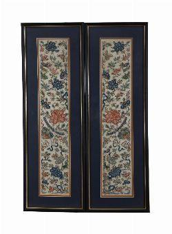 PAIR OF CHINESE SILK EMBROIDERY PANELS