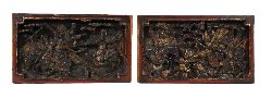 PAIR OF CHINESE GILT LACQUERED PLAQUES