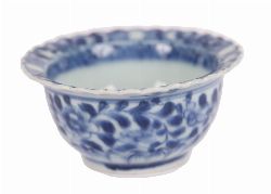 CHINESE KANGXI BLUE AND WHITE FLUTED TEABOWL
