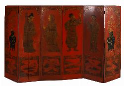 CHINESE QING 6-FOLD LACQUERED SCREEN