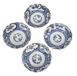 SET OF FOUR 19TH-CENTURY JAPANESE BLUE AND WHITE BOWLS