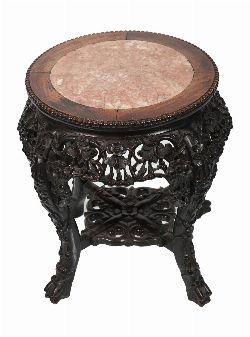 19TH-CENTURY CHINESE CARVED HARDWOOD PEDESTAL