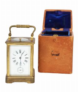 19TH-CENTURY BRASS CARRIAGE CLOCK WITH REPEATER