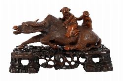 CHINESE QING HARDWOOD WATER BUFFALO GROUP