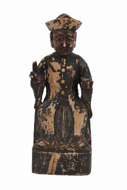CHINESE QING DYNASTY POLYCHROME WOOD FIGURE