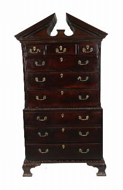 18TH-CENTURY CHIPPENDALE PERIOD CHEST-ON-CHEST