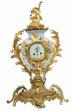 19TH-CENTURY FRENCH ORMOLU AND PORCELAIN MANTEL CLOCK