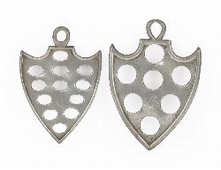 PAIR OF LATE 18TH / EARLY 19TH-CENTURY GERMAN PEWTER SPOON RACKS, I.B. FINCK, MAINZ