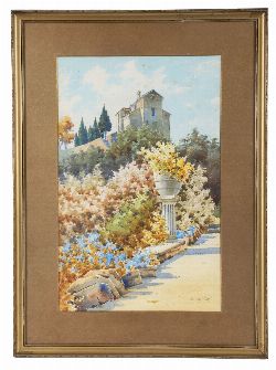 POSSIBLY R. GHIGLIETTI, "MEDITERRANEAN VILLA"