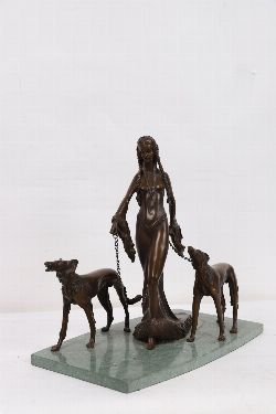 ART DECO PERIOD BRONZED MARBLE GROUP