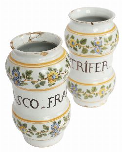 PAIR OF 18TH-CENTURY FRENCH FAIENCE APOTHECARY JARS