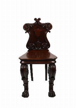 STRIKING REGENCY MAHOGANY HALL CHAIR