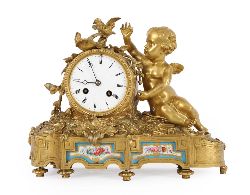 FRENCH ORMOLU AND SÃˆVRES PORCELAIN MANTEL CLOCK