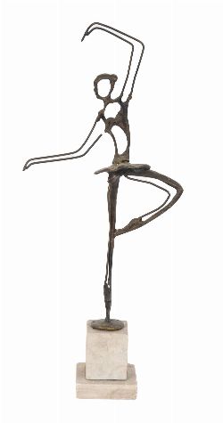 LATE 20TH-CENTURY MODERNIST BRONZE BALLET DANCER SCULPTURE