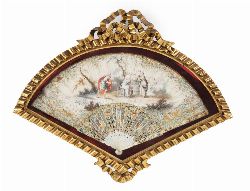 FRAMED 18TH-CENTURY CONTINENTAL FOLDING FAN