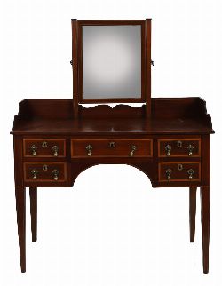 EDWARDIAN MAHOGANY AND INLAID DRESSING TABLE