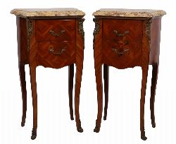 PAIR OF LOUIS XV STYLE KINGWOOD AND MARQUETRY BEDSIDE CHESTS
