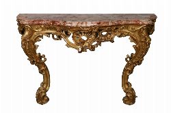 LARGE 19TH-CENTURY MARBLE TOP GILT CONSOLE TABLE