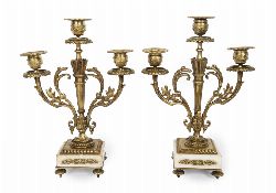 PAIR OF 19TH-CENTURY ORMOLU AND MARBLE CANDELABRA