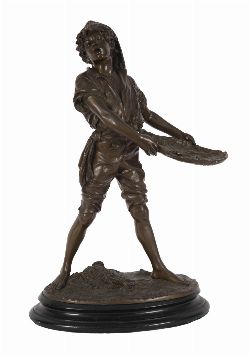 19TH-CENTURY ITALIAN BRONZE SCULPTURE OF A BOY