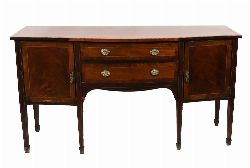 EDWARDIAN MAHOGANY AND CHECKERED INLAID SIDEBOARD 