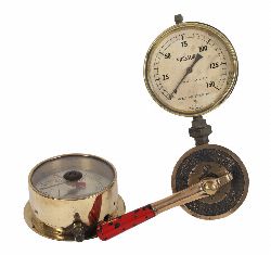 PAIR OF BRASS INDUSTRIAL PRESSURE GAUGES