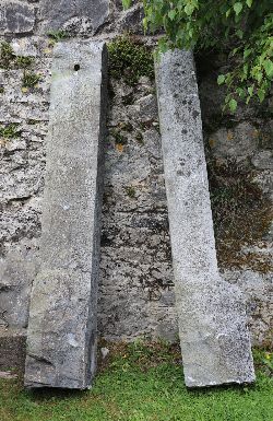 PAIR OF CUT LIMESTONE GATE POSTS