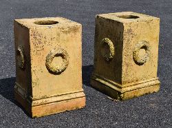 PAIR OF TERRACOTTA PEDESTALS