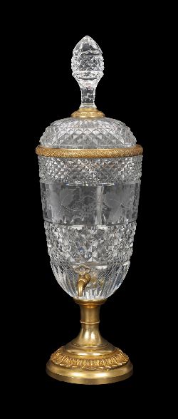 IRISH CRYSTAL AND ORMOLU-MOUNTED DRINKS DISPENSER