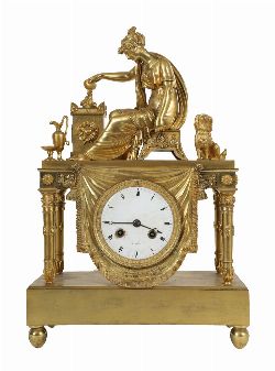 EARLY 19TH-CENTURY FRENCH EMPIRE ORMOLU MANTEL CLOCK