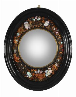 19TH-CENTURY VENETIAN EBONY OVAL MIRROR