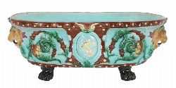 19TH-CENTURY MAJOLICA OVAL JARDINIÃˆRE