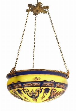 EARLY 20TH-CENTURY FRENCH CAMEO-GLASS AND ORMOLU PENDANT LIGHT
