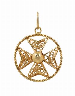18CT GOLD FILIGREE PENDANT