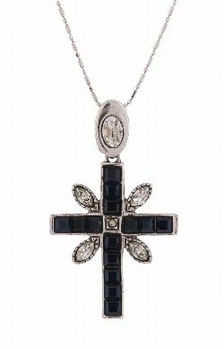 18CT GOLD CHAIN WITH SILVER, SAPPHIRE AND DIAMOND CROSS