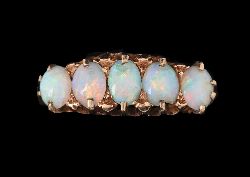 ANTIQUE FIVE-STONE OPAL RING