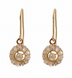PAIR OF 18CT YELLOW GOLD OLD-CUT DIAMOND EARRINGS