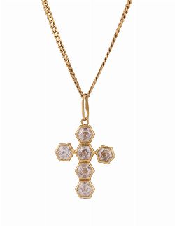 18CT GOLD CHAIN WITH DIAMOND CROSS