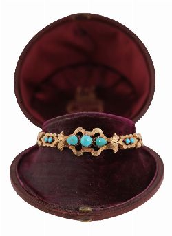 ANTIQUE TURQUOISE AND GOLD BRACELET
