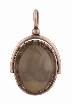 ANTIQUE MOONSTONE AND GOLD SWIVEL SEAL