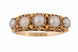 NATHAN BROTHERS FIVE-STONE PEARL RING