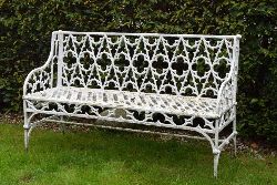 19TH-CENTURY CAST-IRON GOTHIC-PATTERN GARDEN SEAT